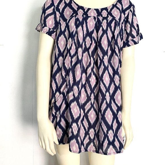 Holding Horses navy/lilac pocket tunic top sz S Anthro anthropologie - Picture 5 of 9